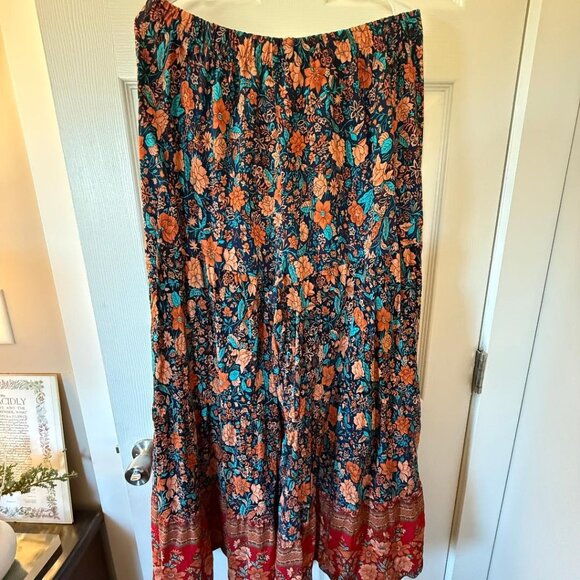 Natural Life - Patti Palazzo Pant - Navy Red Floral Border - XL - Picture 1 of 3